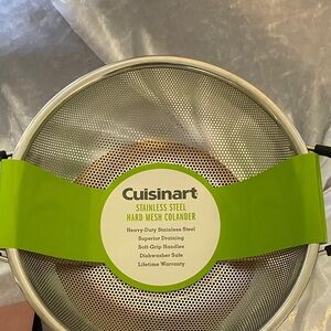 Cuisinart Stainless Steel Hard Mesh Colander with Bright Green Handles
